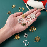 Tibetan Style Alloy Moon Sun Star Snowflake Pendants 24pcs 21x16x2mm 3colors