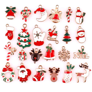 24x Mixed Metal Enamel Charms Christmas Pendants for Jewelry Making