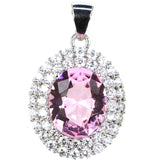 24x15mm Created Oval Golden Citrine Pink Kunzite CZ Pendant