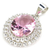 24x15mm Created Oval Golden Citrine Pink Kunzite CZ Pendant