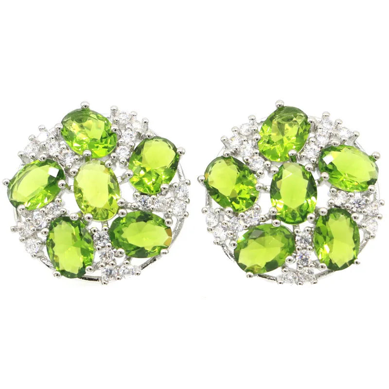 Romantic Violet Tanzanite Green Peridot CZ Women Earrings