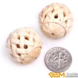 Hollow Lantern Shape Carved Bone Beads 2 PCS