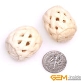 Hollow Lantern Shape Carved Bone Beads 2 PCS