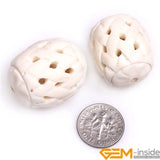 Hollow Lantern Shape Carved Bone Beads 2 PCS