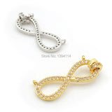 Micro Pave Clear CZ Double Circles Charm for Necklaces - 25x10x2mm