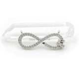 Micro Pave Clear CZ Double Circles Charm for Necklaces - 25x10x2mm