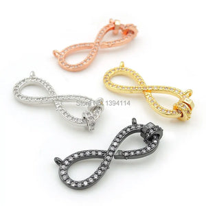 Micro Pave Clear CZ Double Circles Charm for Necklaces - 25x10x2mm