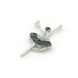 Micro Pave Green&Clear CZ Ballet Charm For Necklaces