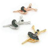 Micro Pave Green&Clear CZ Ballet Charm For Necklaces