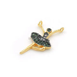 Micro Pave Green&Clear CZ Ballet Charm For Necklaces
