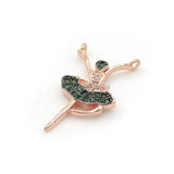 Micro Pave Green&Clear CZ Ballet Charm For Necklaces