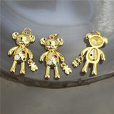 Lovely Bear CZ Pendant - 10pcs - Micro Pave CZ Charm for Jewelry Making