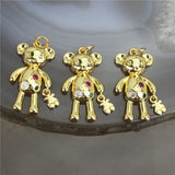 Lovely Bear CZ Pendant - 10pcs - Micro Pave CZ Charm for Jewelry Making