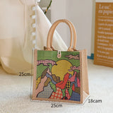 Graffiti One Shoulder Burlap Bag Large Capacity Recycled Shopping Handbag Tote
