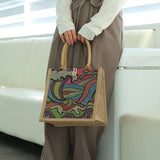 Graffiti One Shoulder Burlap Bag Large Capacity Recycled Shopping Handbag Tote
