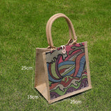 Graffiti One Shoulder Burlap Bag Large Capacity Recycled Shopping Handbag Tote