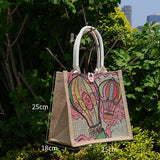 Graffiti One Shoulder Burlap Bag Large Capacity Recycled Shopping Handbag Tote