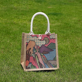 Graffiti One Shoulder Burlap Bag Large Capacity Recycled Shopping Handbag Tote