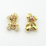 10pcs Colored Zircon Bear Pendant, Plated Hollow Bear Charm