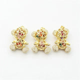10pcs Colored Zircon Bear Pendant, Plated Hollow Bear Charm