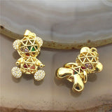 10pcs Colored Zircon Bear Pendant, Plated Hollow Bear Charm