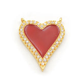 Micro Pave Clear CZ Enamelling Heart Charm Double Circles Necklace Jewelry
