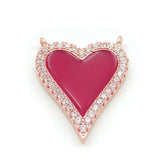 Micro Pave Clear CZ Enamelling Heart Charm Double Circles Necklace Jewelry