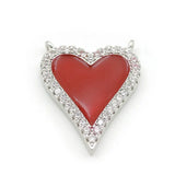 Micro Pave Clear CZ Enamelling Heart Charm Double Circles Necklace Jewelry