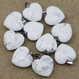 Natural Stone Howlite Heart Pendant Charms Healing Crystal Necklace 12Pcs