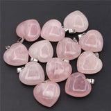 Rose Quartz Heart Pendant Charms Healing Crystals Necklace 12Pcs