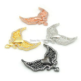 Micro Pave Clear CZ 2 Wings 3 Hearts Charm 25*25*3mm