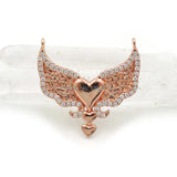 Micro Pave Clear CZ 2 Wings 3 Hearts Charm 25*25*3mm