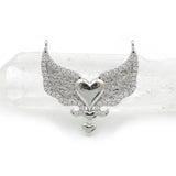 Micro Pave Clear CZ 2 Wings 3 Hearts Charm 25*25*3mm