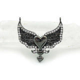 Micro Pave Clear CZ 2 Wings 3 Hearts Charm 25*25*3mm
