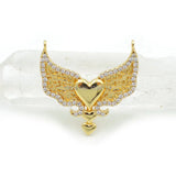 Micro Pave Clear CZ 2 Wings 3 Hearts Charm 25*25*3mm