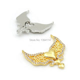 Micro Pave Clear CZ 2 Wings 3 Hearts Charm 25*25*3mm