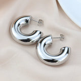 Chunky Hoop Earrings Stainless Steel Thick Hollow Lightweight