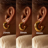 Chunky Hoop Earrings Stainless Steel Thick Hollow Lightweight