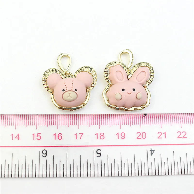 Colorful bear/rabbit/butterfly resin pendant, 10pcs