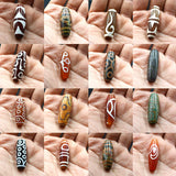 25-30mm Tibetan Green Agata Dzi Beads Oval Stone Spacer Loose Beads