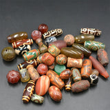 25-30mm Tibetan Green Agata Dzi Beads Oval Stone Spacer Loose Beads