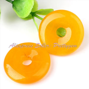 25,35,40mm Yellow Carnelian Pendant Round Stone Beads, DIY Necklace Jewelry