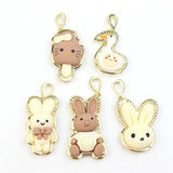 10pcs Stylish Rabbit/Duck/Bear/Ice Shape Resin Charms for DIY Necklace Jewelry
