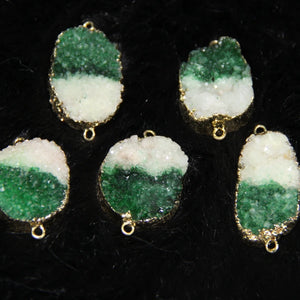 (25*35mm) Green Mix Drusy Stone Drop Pendant Oval Shape 4pcs/lot