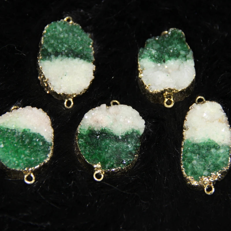 (25*35mm) Green Mix Drusy Stone Drop Pendant Oval Shape 4pcs/lot