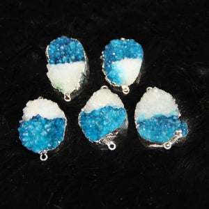 (25*35mm) Plated Druzy Stone Necklace Drop Pendant 4pcs/lot Oval Shape