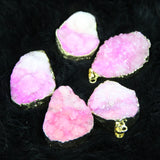 Plated Druzy Stone Drop Pendant Pink Mix Drusy Face Pendant Oval Shape 4pcs/lot