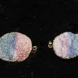 Plated Druzy Stone Drop Pendant 4pcs Red Mix Oval Shape Necklace