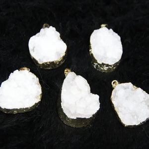 (25*35mm) Plated Wrapped Druzy Stone Drop Pendant 4pcs/lot