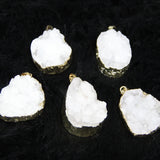(25*35mm) Plated Wrapped Druzy Stone Drop Pendant 4pcs/lot